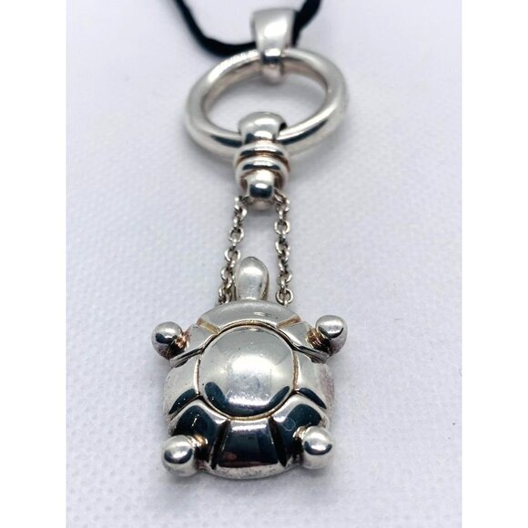 Tiffany & Co Turtle Charm Sterling Silver 925 Long Pendant  Tiffany & Co Turtle Charm Sterling Silver 925 Long Pendant Black Chord